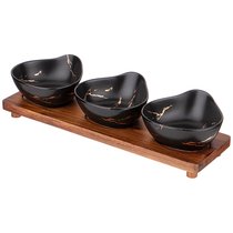 Менажница На Деревянной Подставке Коллекция Золотой Мраморцвет: Black 34x11 см