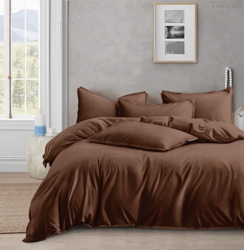 Комплект постельного белья ОCA-1-008-Молочный Шоколад 1.5 Сатин Однотонный+ нав-ки 70х70х2шт. - АльВиТек
