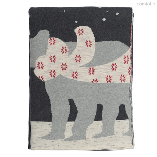 Плед из хлопка с новогодним рисунком Polar bear из коллекции New Year Essential, 130х180 см, 130 x 180 - Tkano