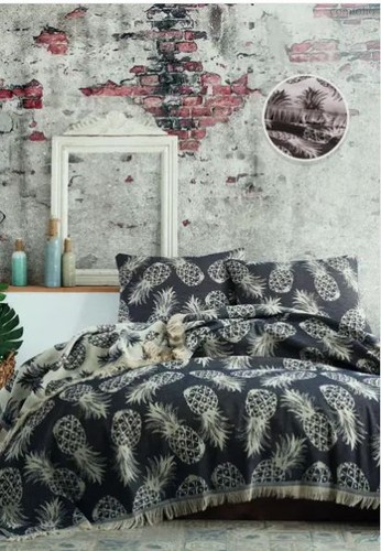Плед ANANAS BED SPREAD цвет черный (BLACK) - Valtery