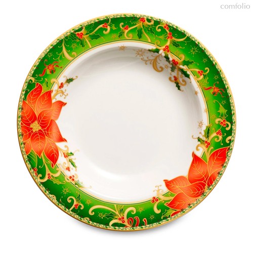 Тарелка суповая Lamart Palais Royal Рождественская звезда 23 см, фарфор, 23 см - Lamart