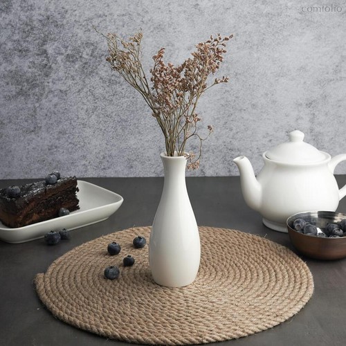 Ваза для цветов h14,3 см d 5,8 см белая фарфор Fine Plus 6шт. - Noble