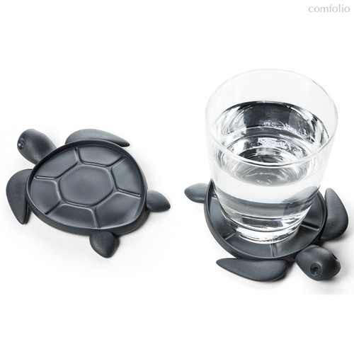 Подставки под стаканы Save Turtle, темно-серый - Qualy