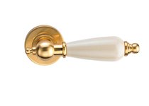 Ручка REDONDO S. GOLD (на круглой розетке, керамика слоновая кость, матовое золото) - Archie