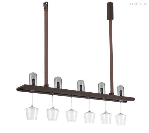 LED подвес, Copenhagen , 20Вт (LED 5x0, 5Вт+светодиодная лента 17, 5Вт), L1200xW120xH2200 мм, 1136Лм, AC220В, Ra90, 70°, 3000К, IP20, коричневый, источник питания в комплекте, без бокалов - Donolux