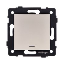 Выключатель 1-клавишный перекрестный 10А/250В с LED подсветкой, изогнутый, золотой Kollinger REA-R-015GD для Aspekt, Eleganz, Reflex - Kollinger