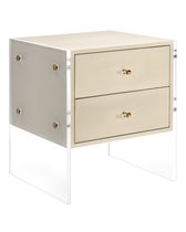 Прикроватная тумба с шагреневой кожей бежевого цвета Берк, цвет бежевый - Louvre Home