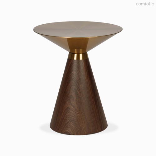 Кофейный столик Vaso Gold диаметр 49, цвет золотой/коричневый - Cosmo