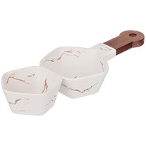 Менажница с Деревянной Ручкой Коллекция Золотой Мрамор Цвет:White 32x12,5x5 см