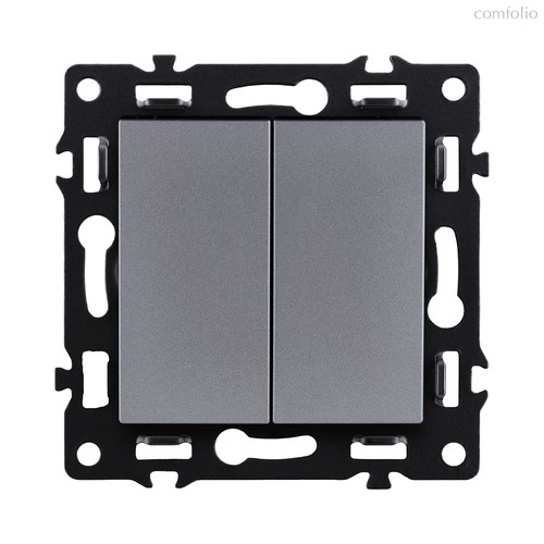 Выключатель 2-клавишный проходной 10А/250В, серый Kollinger Asthetik AS-005GY - Kollinger