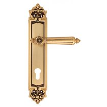 Дверная ручка Venezia Castello CYL на планке PL96 французское золото + коричневый - Venezia Collezione