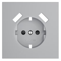 Накладка для розетки с заземлением и защитными шторками, с USB A+A, S70 серый - Voltum