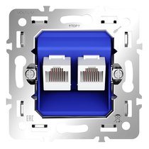 Механизм розетки компьютерной двойной RJ45+RJ45 кат.6, S70 - Voltum