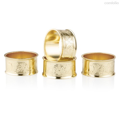 Набор колец для салфеток Queen Anne 4,5см, 4шт, сталь, золотой цвет - Queen Anne