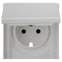 Лицевая панель для розетки 2к+з с крышкой 35634 SV, серебро - Rikett