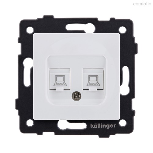 Розетка двойная Ethernet RJ45 Cat.6, белый матовый Kollinger REA-019WM для Aspekt, Eleganz, Reflex - Kollinger