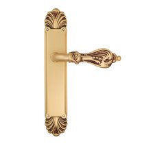 Дверная ручка Venezia Florence на планке PL87 французское золото + коричневый