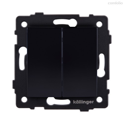 Выключатель 2-клавишный 10А/250В, изогнутый, черный Kollinger REA-R-007BK для Aspekt, Eleganz, Reflex - Kollinger