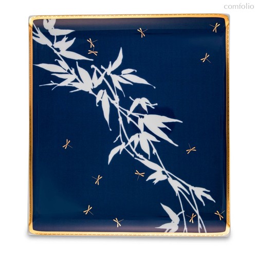 Блюдо квадратное Rosenthal Турандот 26x24 см, фарфор, синее, золотой кант - Rosenthal