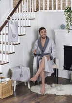 Набор халат махровый "KARNA" с полотенцем ADRA 1/3 (2XL), цвет серый - Bilge Tekstil