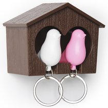 Держатель для ключей Duo Sparrow, коричневый/белый/розовый - Qualy