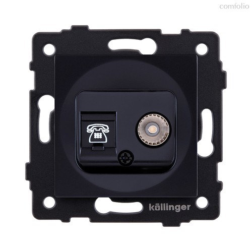 Розетка двойная TV (мама) + телефонная розетка RJ11, черный Kollinger REA-013BK для Aspekt, Eleganz, Reflex - Kollinger