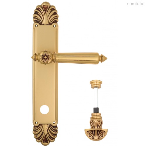 Дверная ручка Venezia Castello WC-4 на планке PL87 французское золото + коричневый - Venezia Collezione