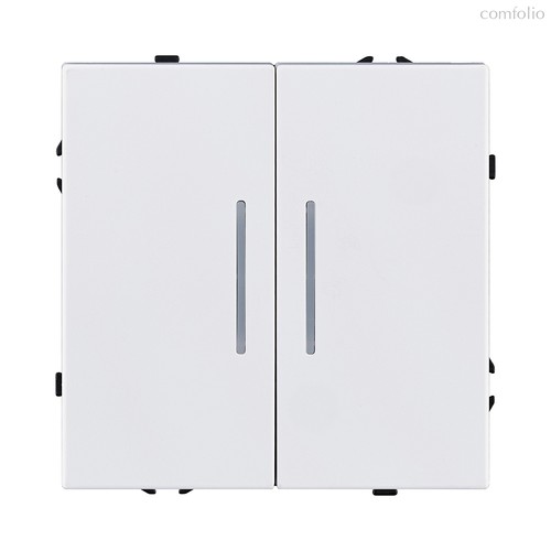 Выключатель 2-клавишный 10А/250В с LED подсветкой, белый глянцевый Kollinger Eclipse EC-010WG - Kollinger