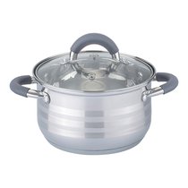 Кастрюля Agness Со Стек л Крышкой Силикон. Ручки 2,8 л 18x11,5 см, Нерж.Сталь, Индукцион. Дно