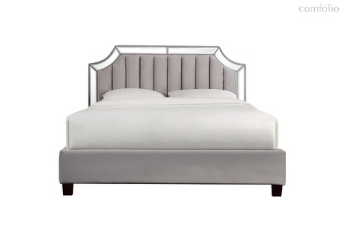 Кровать с зеркальными вставками серая 214x172x127см - Garda Decor