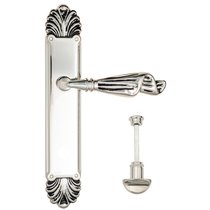 Дверная ручка Venezia Opera WC-2 на планке PL87 натуральное серебро + черный - Venezia Collezione