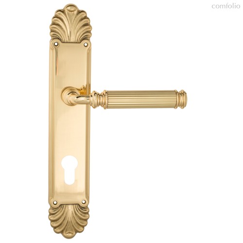 Дверная ручка Venezia Mosca CYL на планке PL87 полированная латунь - Venezia Collezione