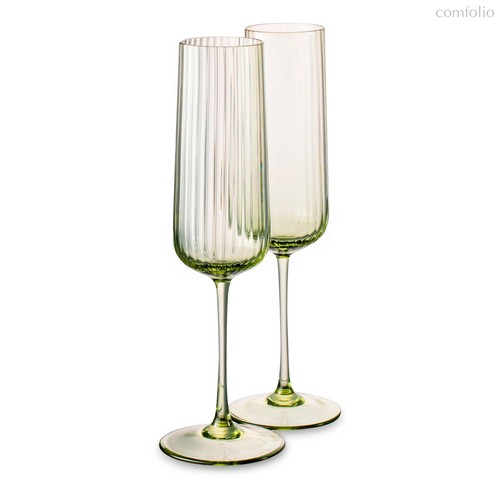 Набор бокалов для шампанского Anna Von Lipa Пульсация 200 мл, 2 шт, стекло хрустальное, зеленый - Anna Von Lipa
