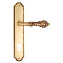 Дверная ручка Venezia Monte Cristo CYL на планке PL98 французское золото + коричневый - Venezia Collezione