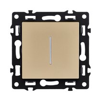 Выключатель кнопочный 1-клавишный 10А/250В с LED подсветкой, золотой Kollinger Asthetik AS-012GD - Kollinger