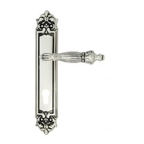 Дверная ручка Venezia Olimpo CYL на планке PL96 натуральное серебро + черный - Venezia Collezione