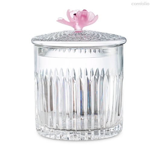 Конфетница с крышкой Decor de table Дефанс Магнолия 12,5х17 см, хрусталь, цветок розовый - Decor De Table