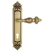 Дверная ручка Venezia Lucrecia CYL на планке PL96 французское золото + коричневый - Venezia Collezione