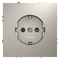 Розетка встраиваемая VOLTUM S70 с заземлением и защитными шторками, 16А, (кашемир) - Voltum