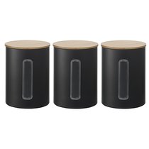 Набор банок для хранения Kaffi, 1 л, матовые черные, 3 шт. - Smart Solutions