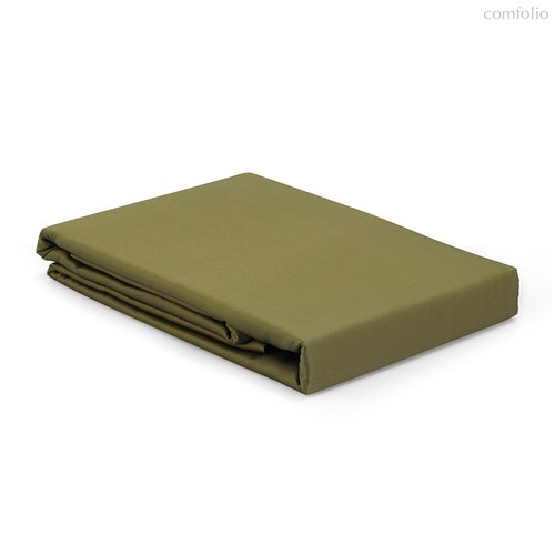 Простыня из премиального сатина оливкового цвета из коллекции Essential, 240х270 см - Tkano