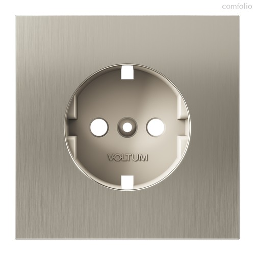 Накладка для розетки с заземлением, S70 Metal никель - Voltum