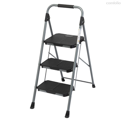 Стремянка Stable, 3 ступени, 1 м, черная - Smart Solutions