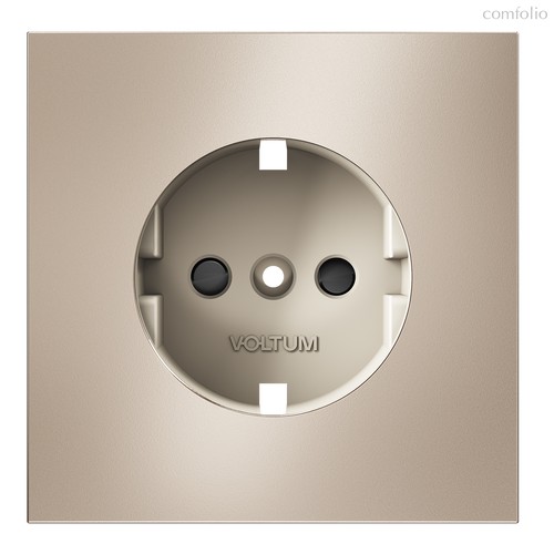 Накладка для розетки с заземлением и защитными шторками, S70 Metal платина - Voltum