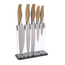 Набор кухонных ножей с акриловой подставкой Baobab 5шт., цвет серый - Quid