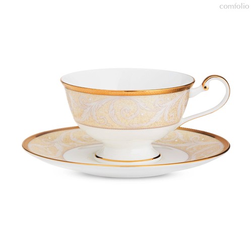 Чашка чайная с блюдцем Narumi Золотой ноктюрн 230 мл, фарфор костяной - Narumi