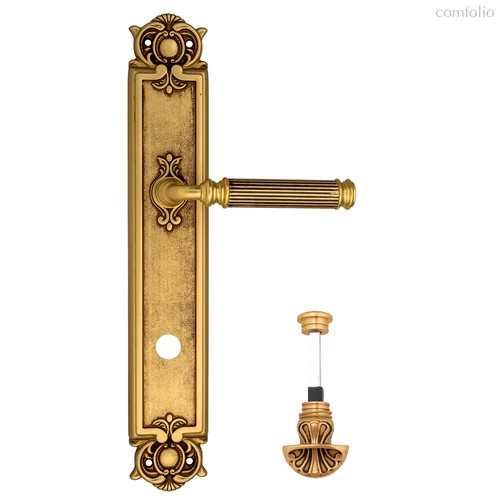 Дверная ручка Venezia Mosca WC-4 на планке PL97 французское золото + коричневый - Venezia Collezione