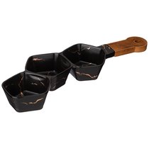 Менажница с Деревянной Ручкой Коллекция Золотой Мрамор Цвет:Black 36x10x5 см