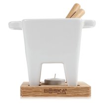 Набор для сырного и шоколадного фондю Boska "Бьянко" 11х11см (чаша, подставка, 2 вилочки для фондю) - Boska