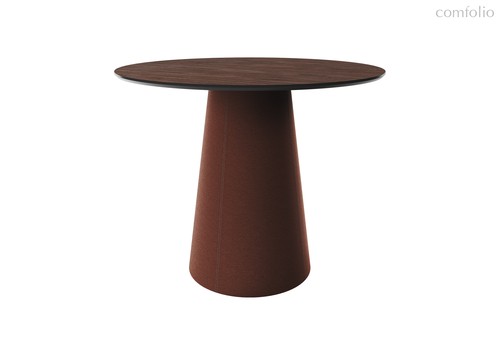 Стол обеденный Lagom D 100 см (орех / кирпичный, кожа) - Ellipse